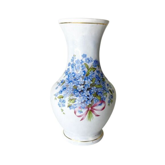 Vintage Mexican Pottery Vase Bodegas Oaxaca White Blue Ceramic Glaze Floral - Picture 8 of 16